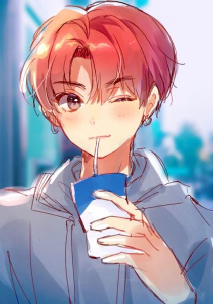 avatar nam anime với mái tóc đỏ